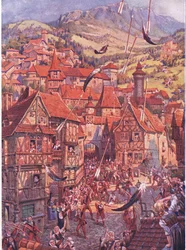 Pfeile flogen überall herum, aus Das Kind der Luft, veröffentlicht von Duckworth, 1910